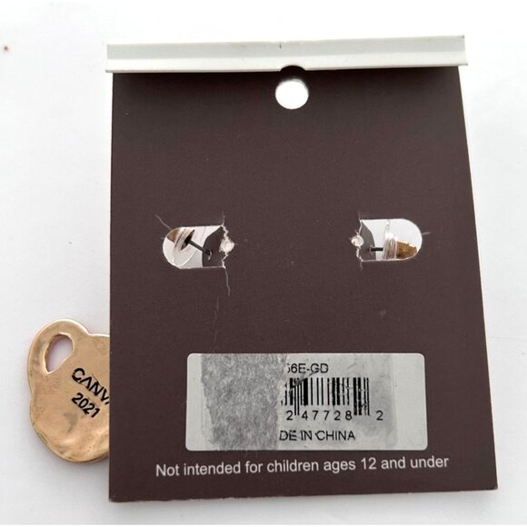 Santa Coffee Mug Dangle Earrings By Canvas Gold-Tone Red Enamel Festive Holiday - Picture 3 of 4